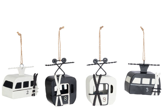 Hangers Ski Cabin Metaal Zwart/Wit Assortiment Van 4