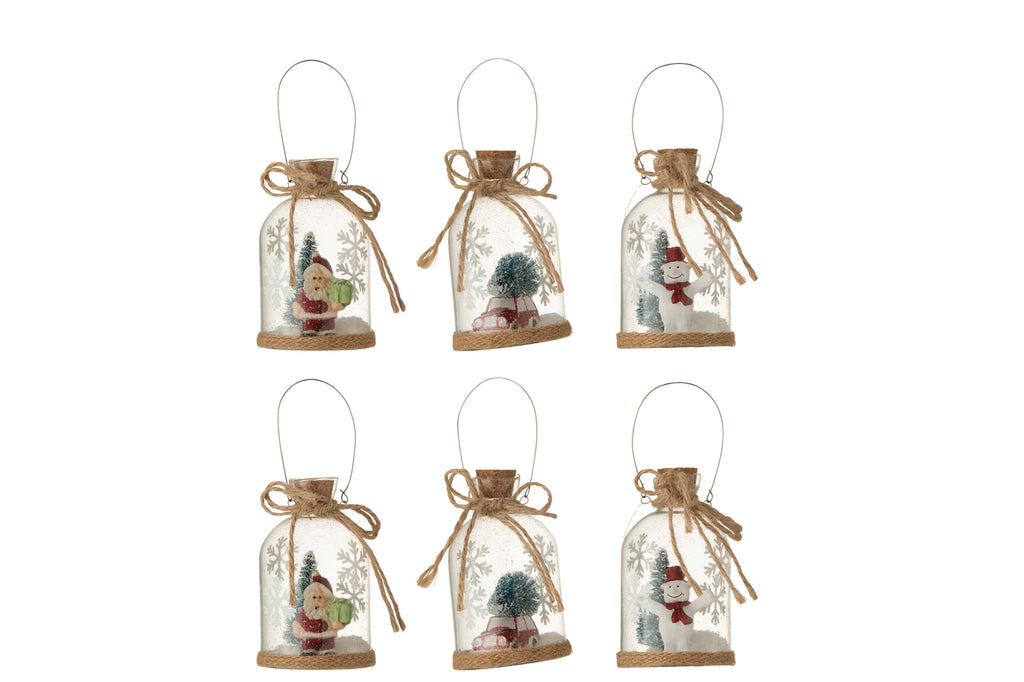 Hanger Fles Kerst Figuur Glas Helder Assortiment Van 3