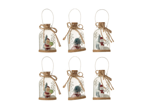 Hanger Fles Kerst Figuur Glas Helder Assortiment Van 3