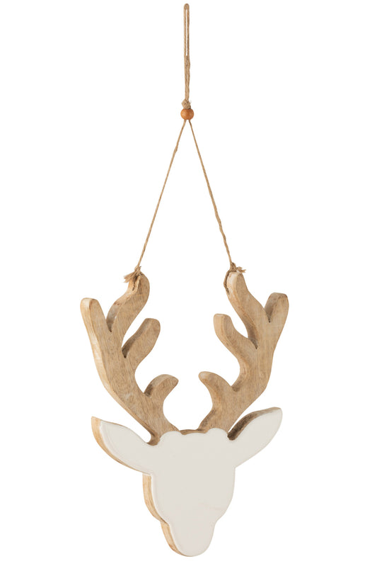 Hanger Rendier Mangohout Wit/White Wash Groot
