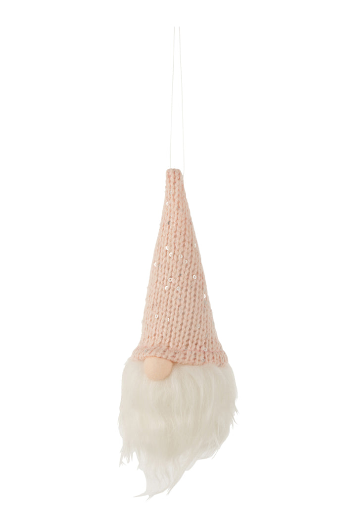 Hanger Santa Led Textiel Wit/Roze