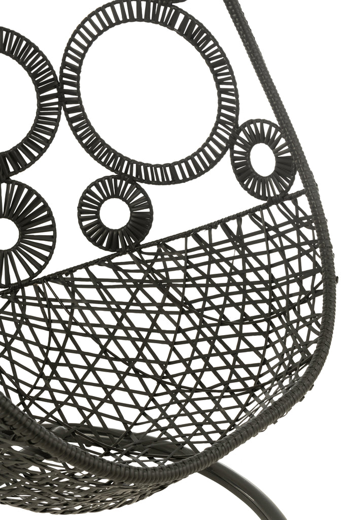 Hangstoel + kussens Bula Metaal/Riet Zwart