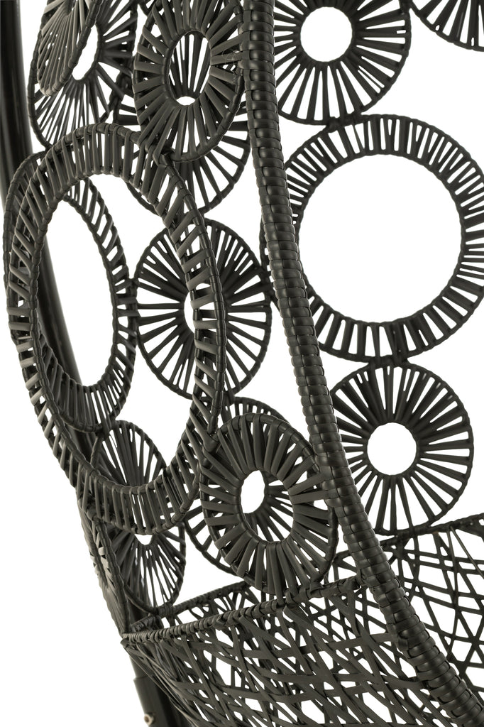 Hangstoel + kussens Bula Metaal/Riet Zwart