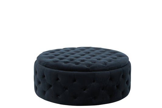 Hassock Ronde Knopen Wilson Fluweel Berk Antraciet