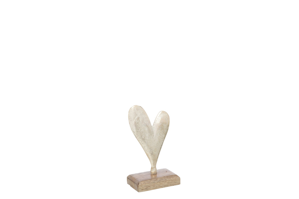 Hart op voet grafisch aluminium/hout goud klein