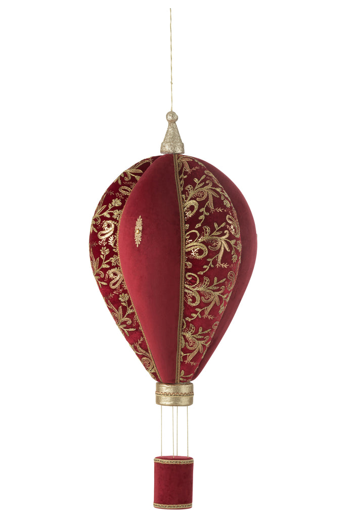 Heteluchtballon Hangend Polyfoam/Textiel Rood/Goud Groot