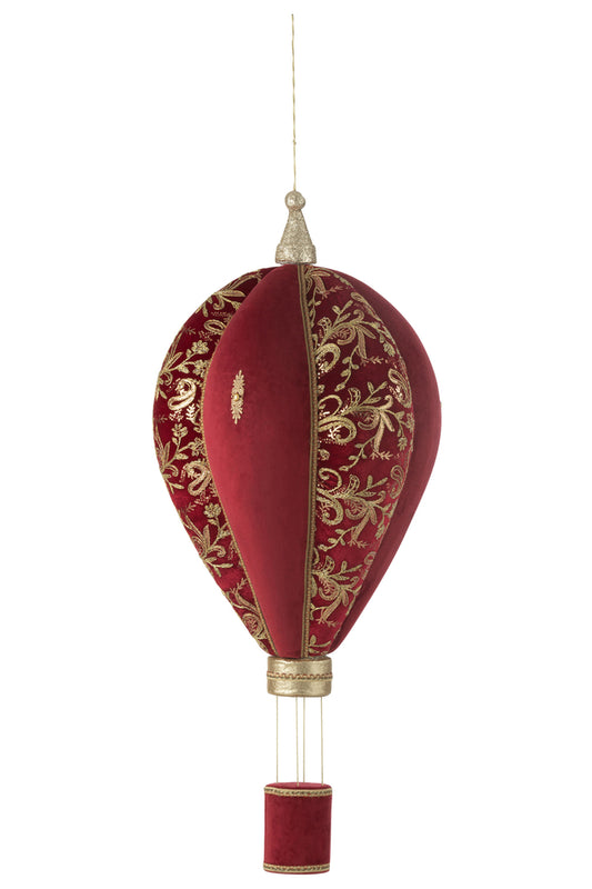 Heteluchtballon Hangend Polyfoam/Textiel Rood/Goud Groot