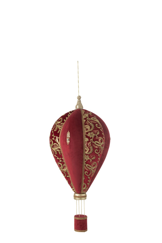 Heteluchtballon Hangend Polyfoam/Textiel Rood/Goud Medium