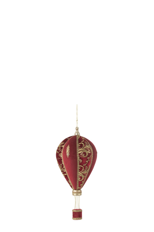Heteluchtballon Hangend Polyfoam/Textiel Rood/Goud Klein