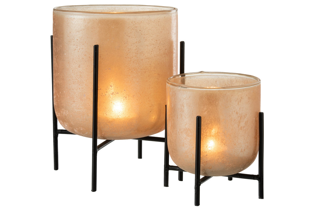 Orkaan Astor op voet Glas/Metaal Amber Groot