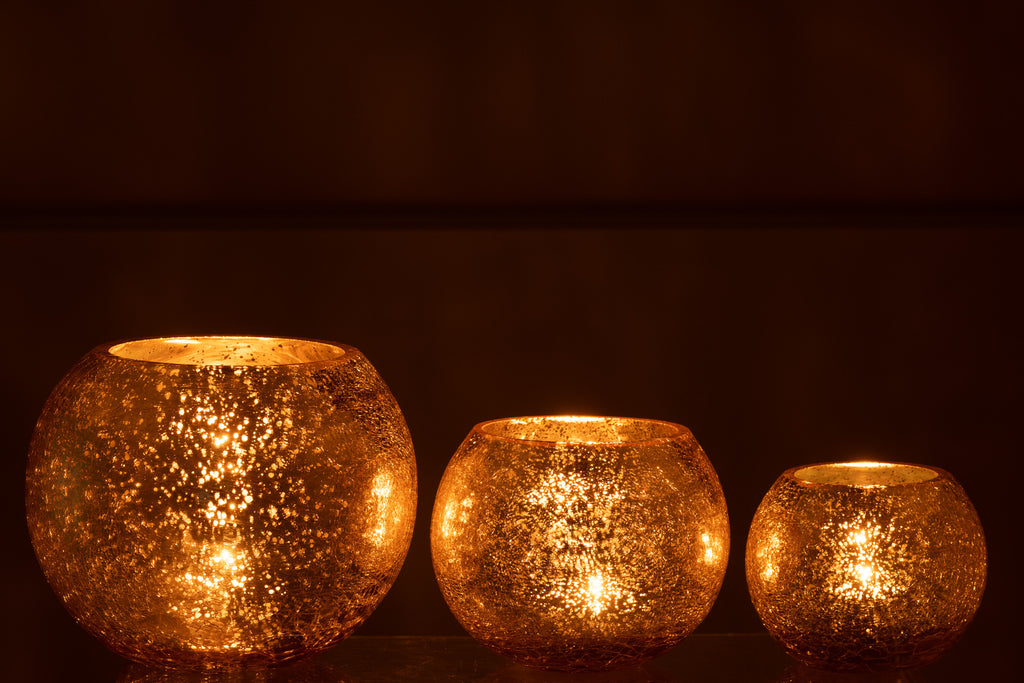 Orkaanlichtbal Craqueléglas Pareleffect Goud Groot