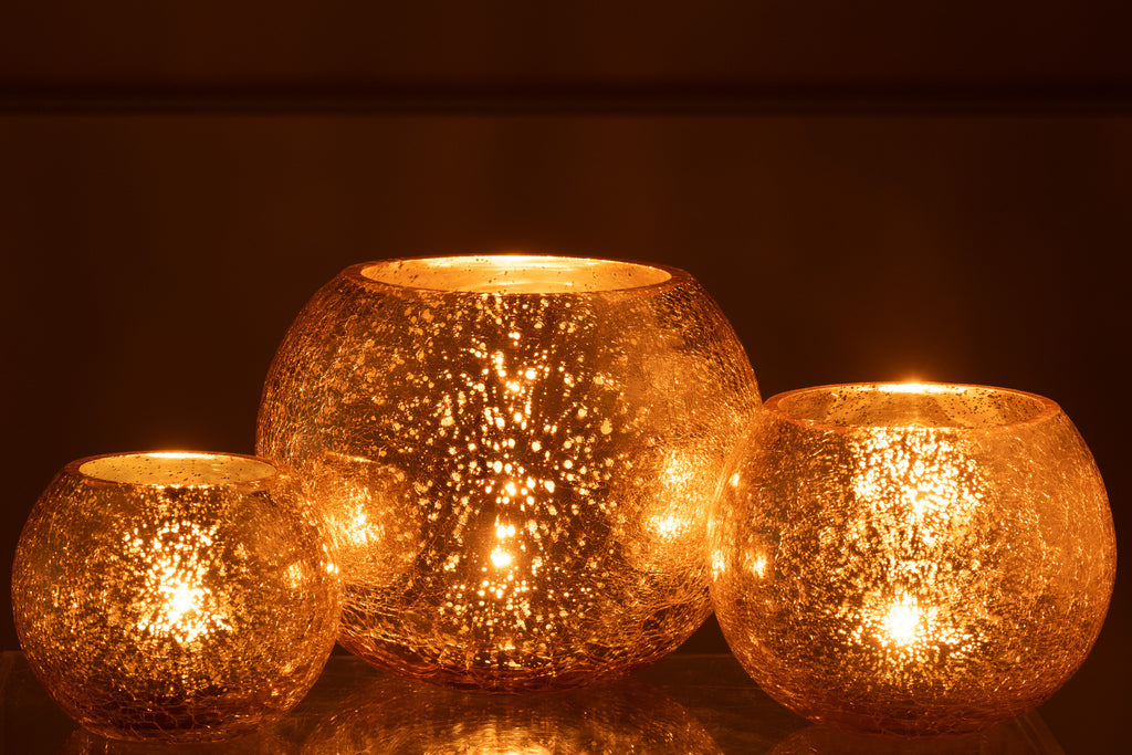 Orkaanlichtbal Craqueléglas Pareleffect Goud Groot