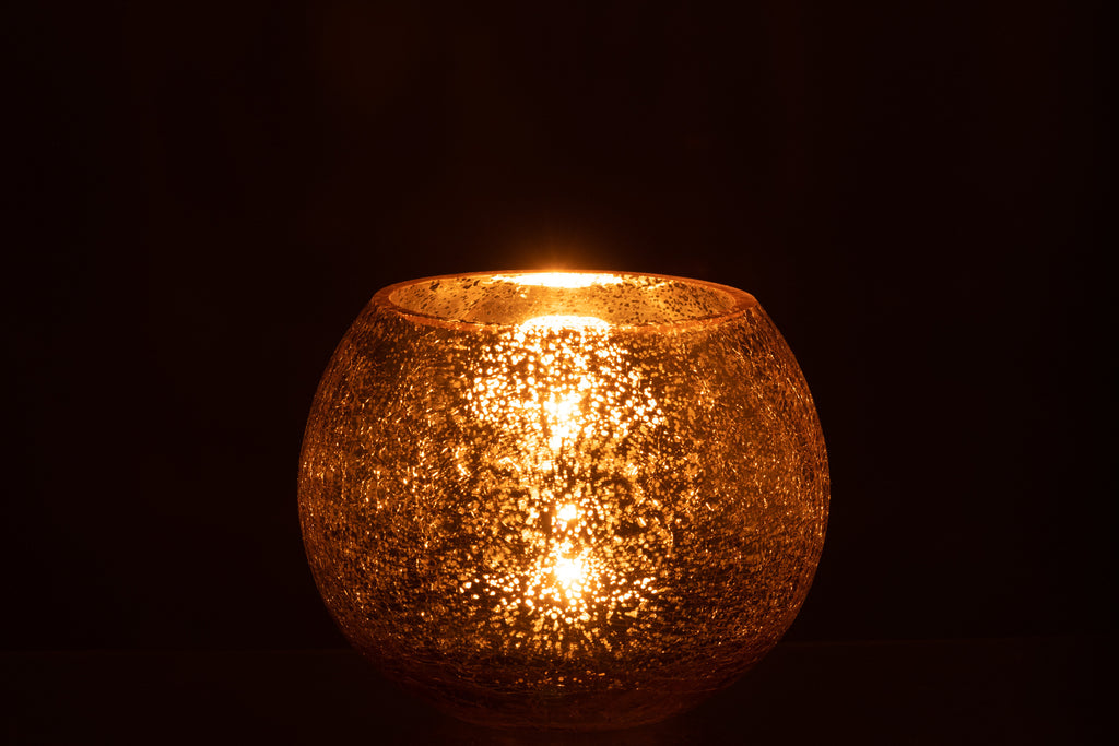 Orkaanlichtbal Craqueléglas Pareleffect Goud Medium