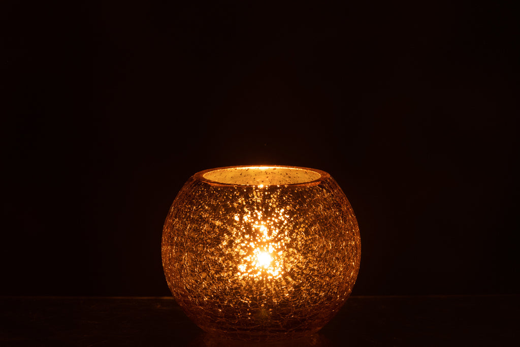 Orkaanlichtbal Craqueléglas Pareleffect Goud Klein