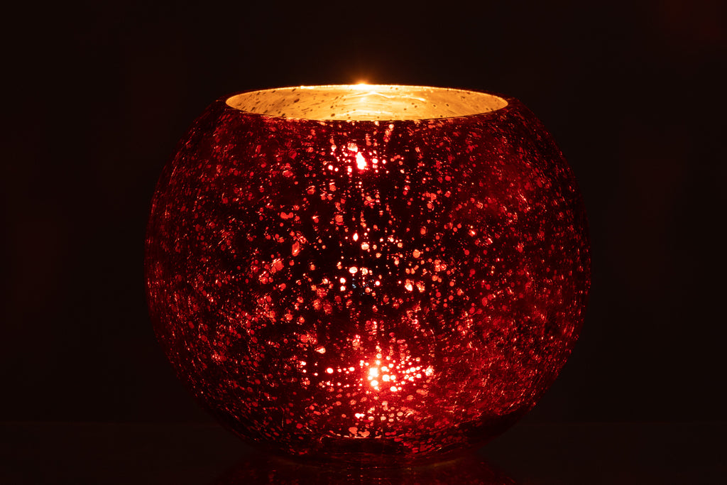 Orkaanlichtbal Craqueléglas Pareleffect Rood Groot