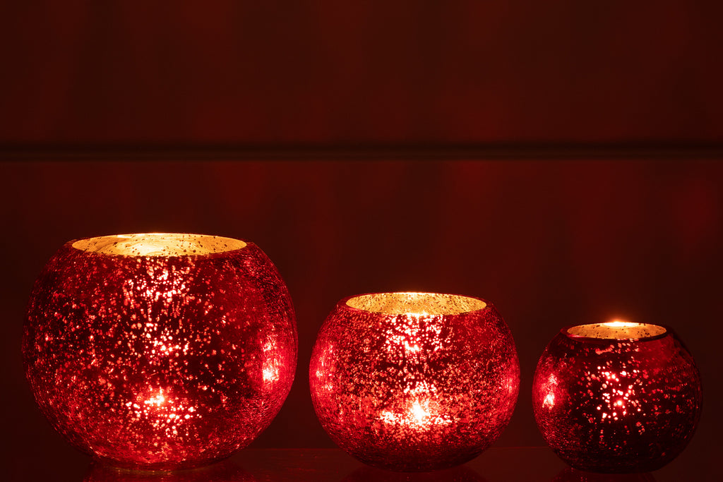 Orkaanlichtbal Craqueléglas Pareleffect Rood Groot