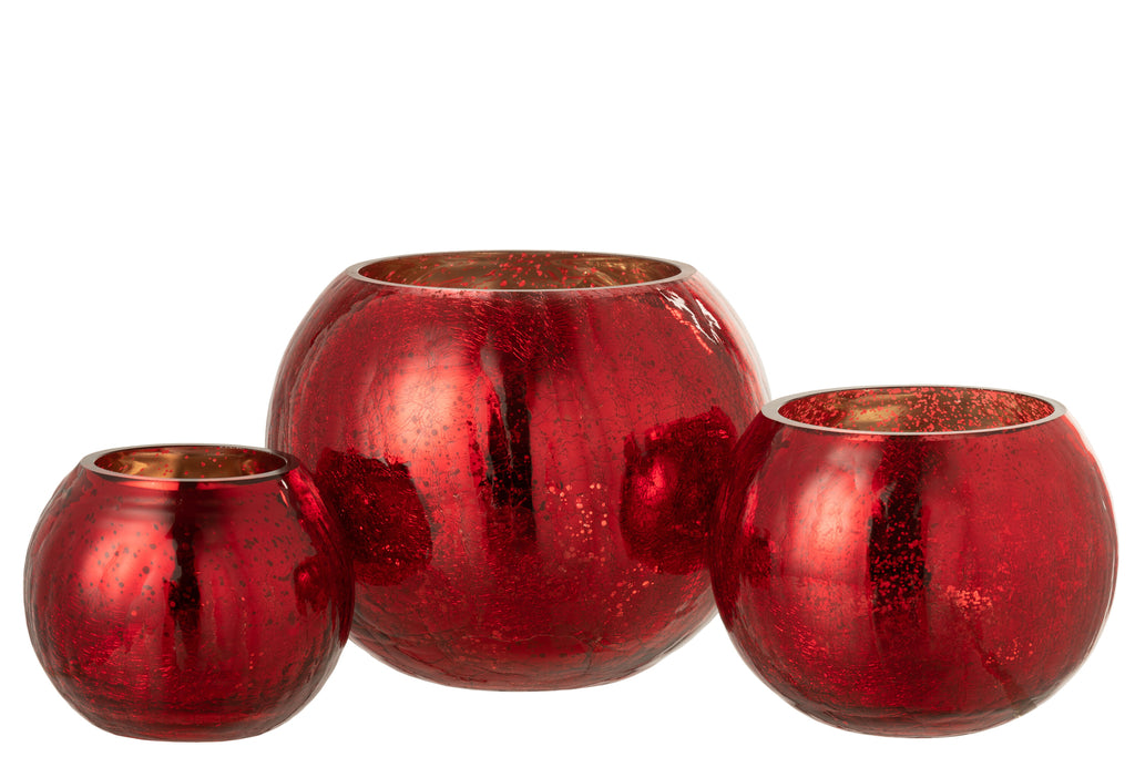 Orkaanlichtbal Craqueléglas Pareleffect Rood Groot