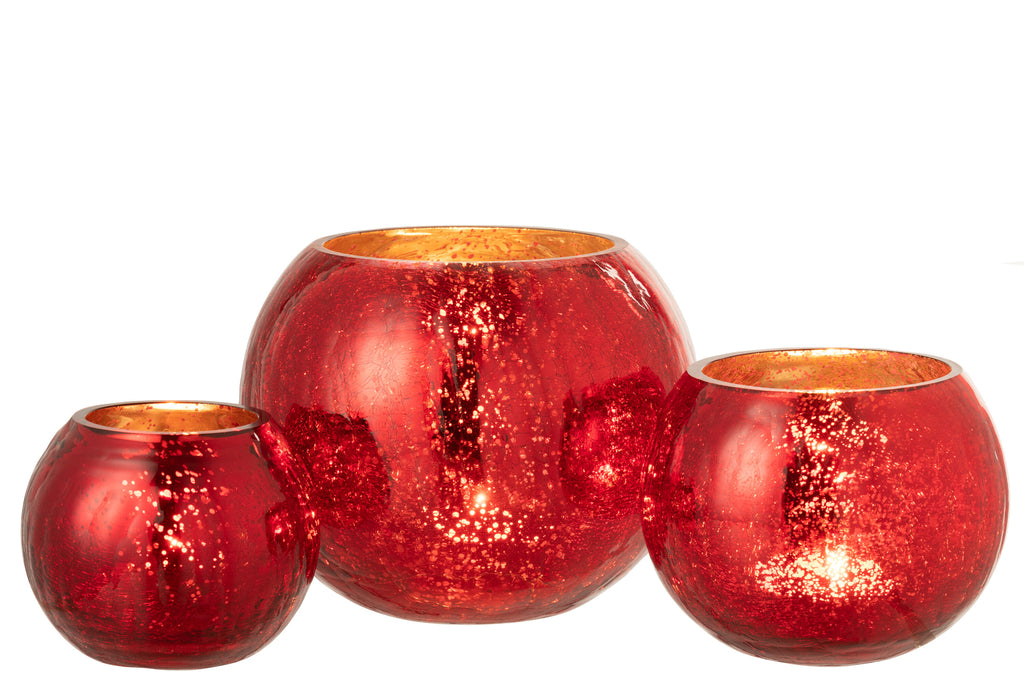 Orkaanlichtbal Craqueléglas Pareleffect Rood Groot