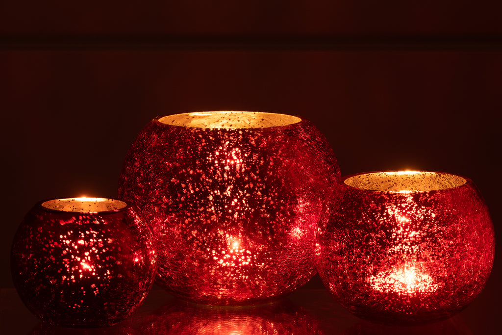 Orkaanlichtbal Craqueléglas Pareleffect Rood Groot