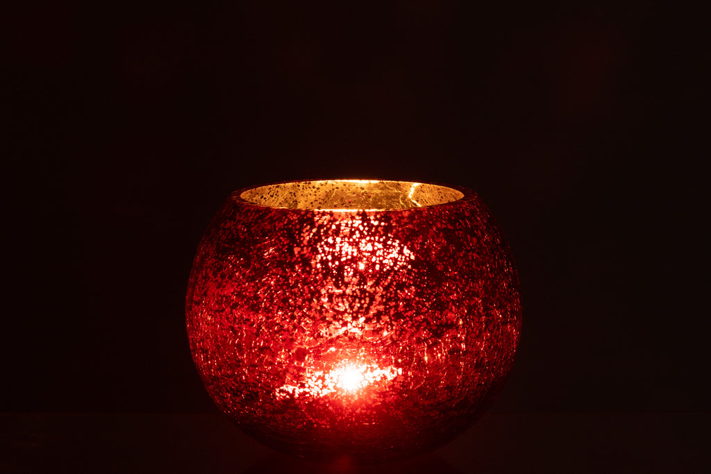 Orkaanlichtbal Craquelure Glas Pareleffect Rood Medium
