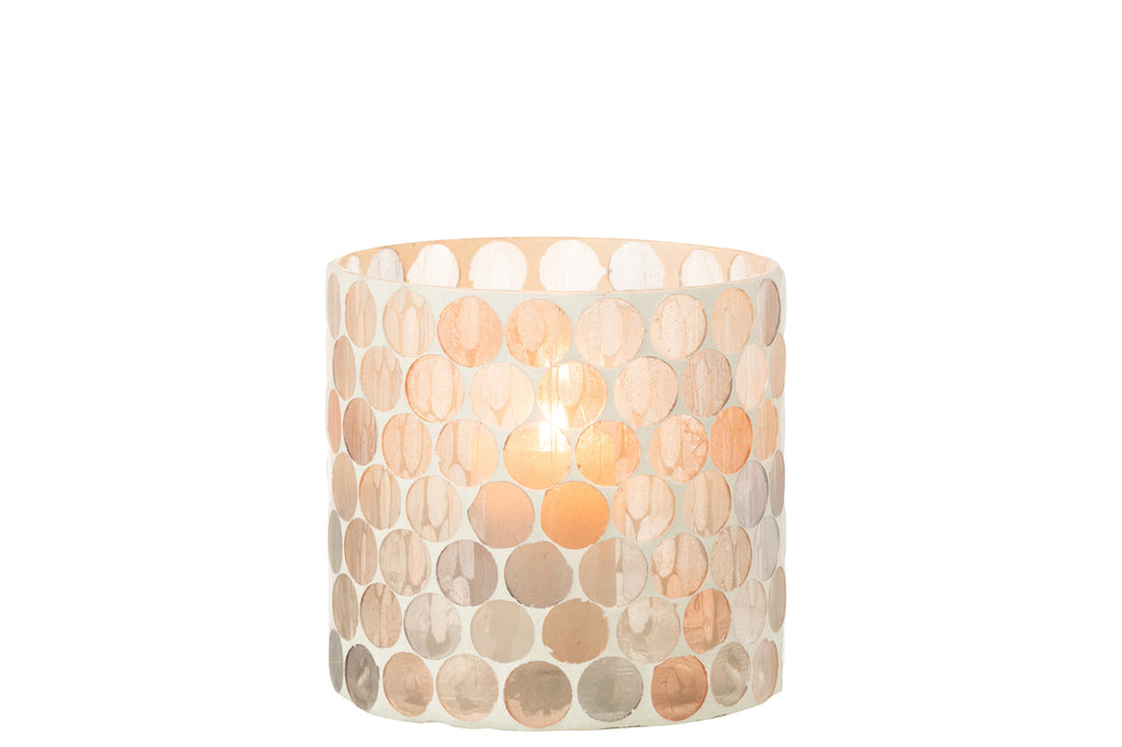 ORKAAN MOZAÏEK CIRKEL GLAS WIT/ORANJE GROOT