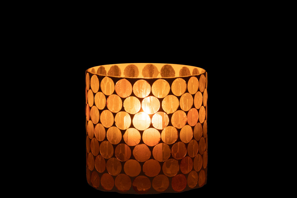 ORKAAN MOZAÏEK CIRKEL GLAS WIT/ORANJE GROOT