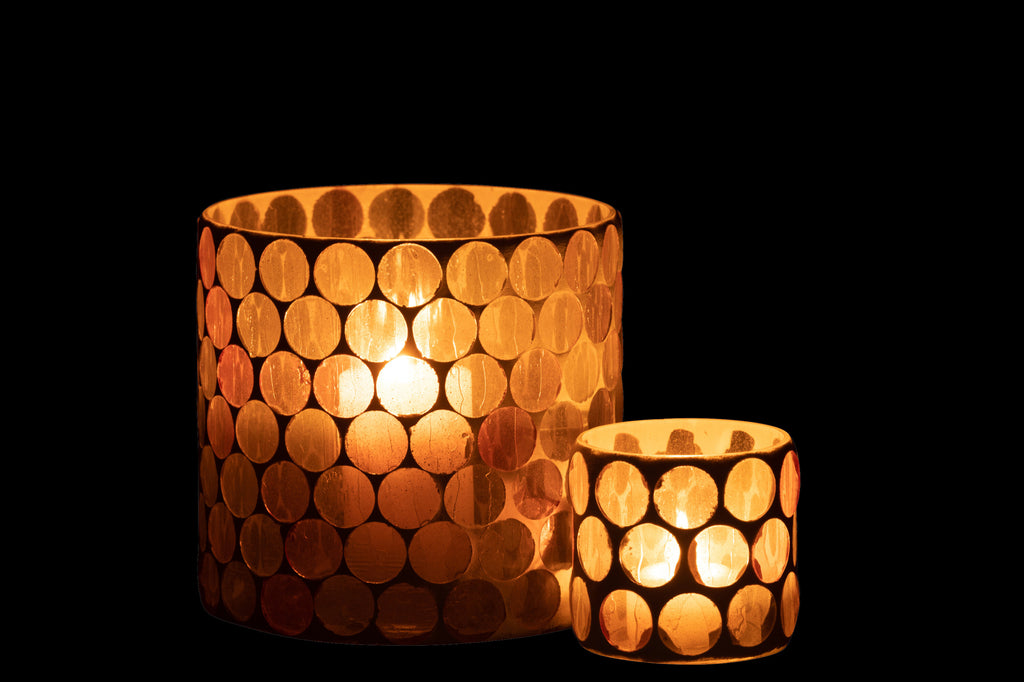 ORKAAN MOZAÏEK CIRKEL GLAS WIT/ORANJE GROOT