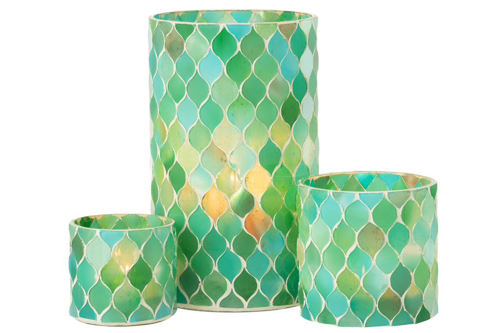 ORKAAN MOZAÏEK DIAMANT GLAS BLAUW/GROEN GROOT