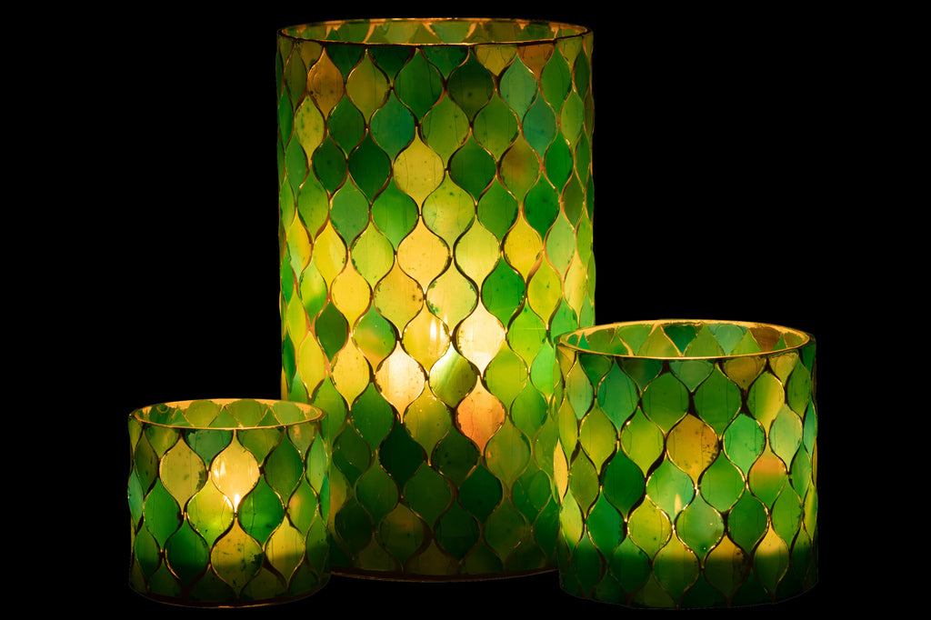 ORKAAN MOZAÏEK DIAMANT GLAS BLAUW/GROEN GROOT