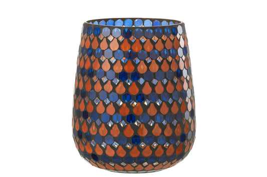 ORKAAN MOZAÏEK DRUPPELS GLAS ORANJE/BLAUW GROOT