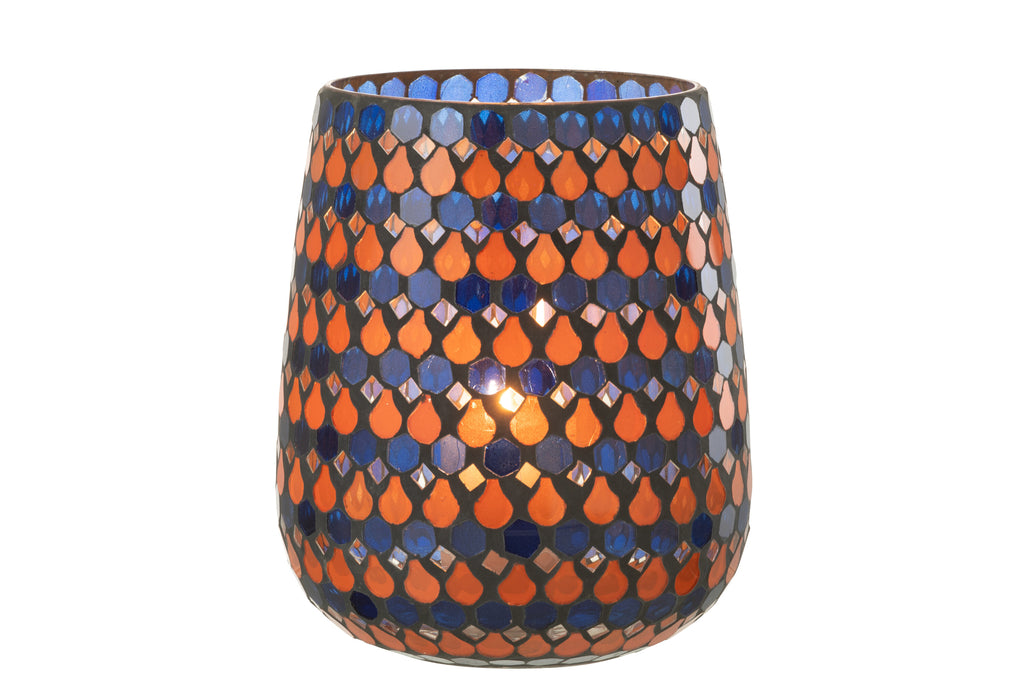 ORKAAN MOZAÏEK DRUPPELS GLAS ORANJE/BLAUW GROOT