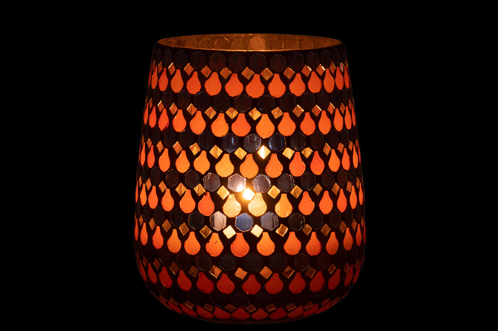 ORKAAN MOZAÏEK DRUPPELS GLAS ORANJE/BLAUW GROOT