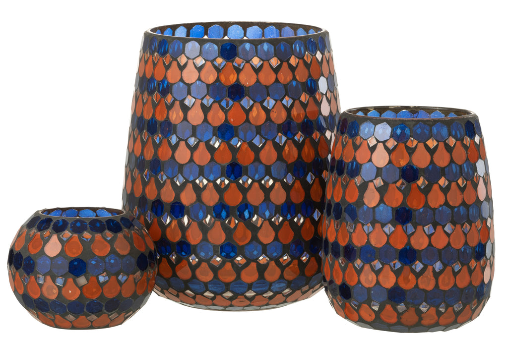 ORKAAN MOZAÏEK DRUPPELS GLAS ORANJE/BLAUW GROOT