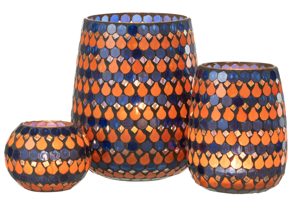 ORKAAN MOZAÏEK DRUPPELS GLAS ORANJE/BLAUW GROOT