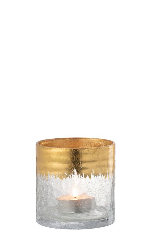 Orkaan Crackle Glas Transparant Goud Medium