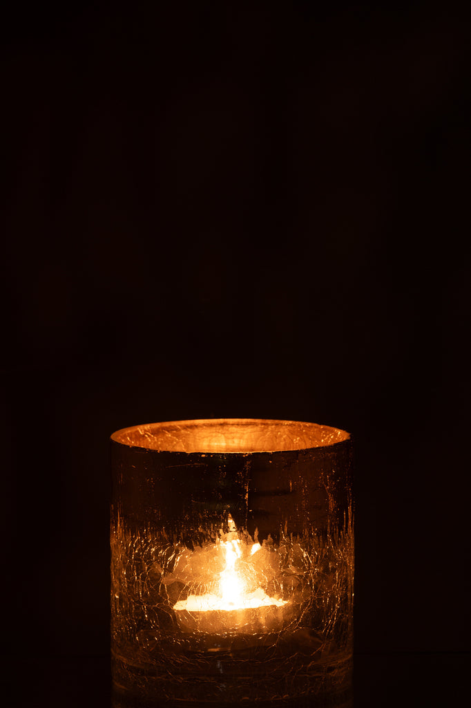 Orkaan Crackle Glas Transparant Goud Medium