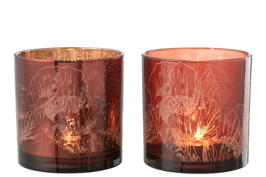 Orkaan Bloemen Glas Bordeaux/Antieke Bordeaux Grote Assortiment Van 2