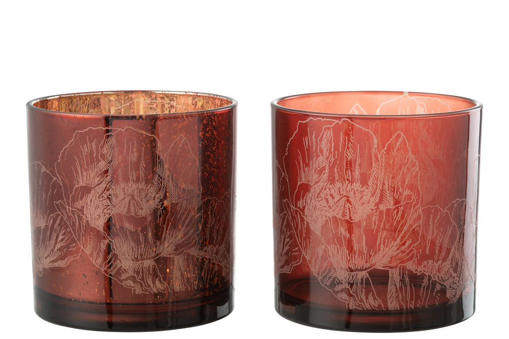 Orkaan Bloemen Glas Bordeaux/Antieke Bordeaux Grote Assortiment Van 2