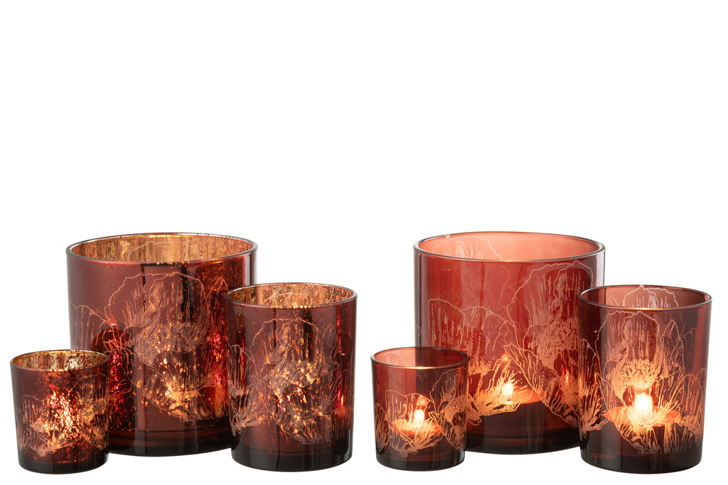 Orkaan Bloemen Glas Bordeaux/Antieke Bordeaux Grote Assortiment Van 2