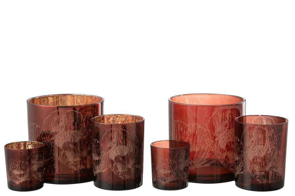 Orkaan Bloemen Glas Bordeaux/Antieke Bordeaux Grote Assortiment Van 2