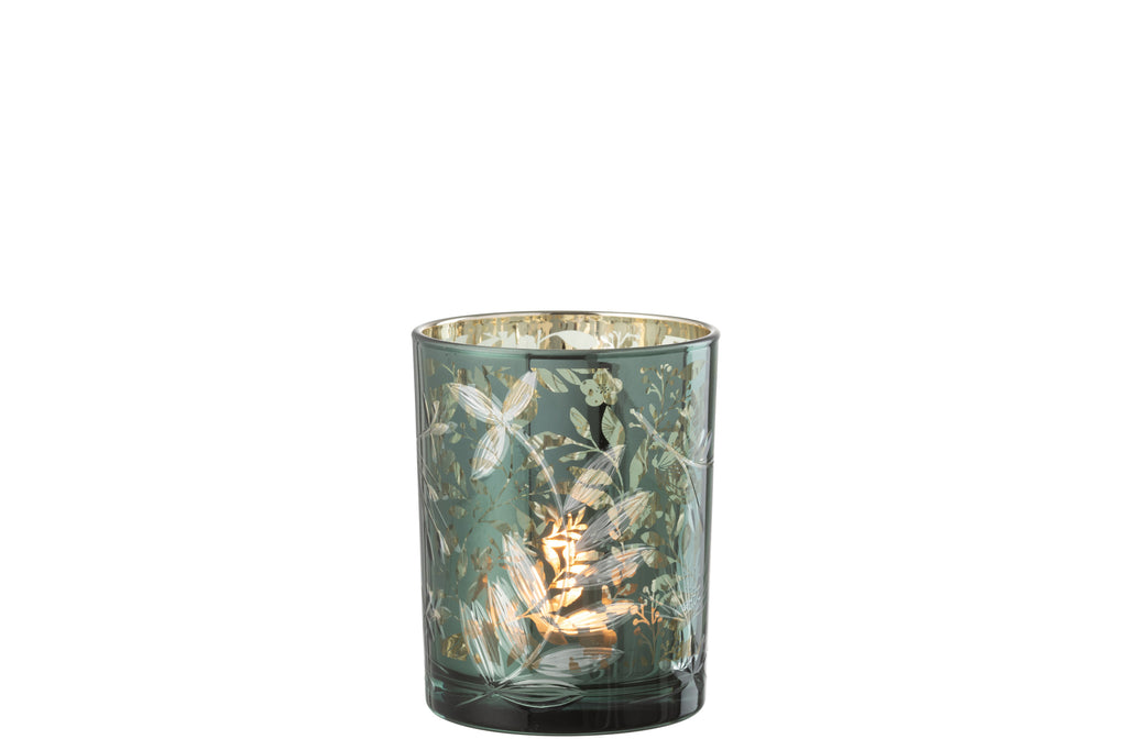 Orkaanbladeren Glas Groen/Antiek Goud Medium