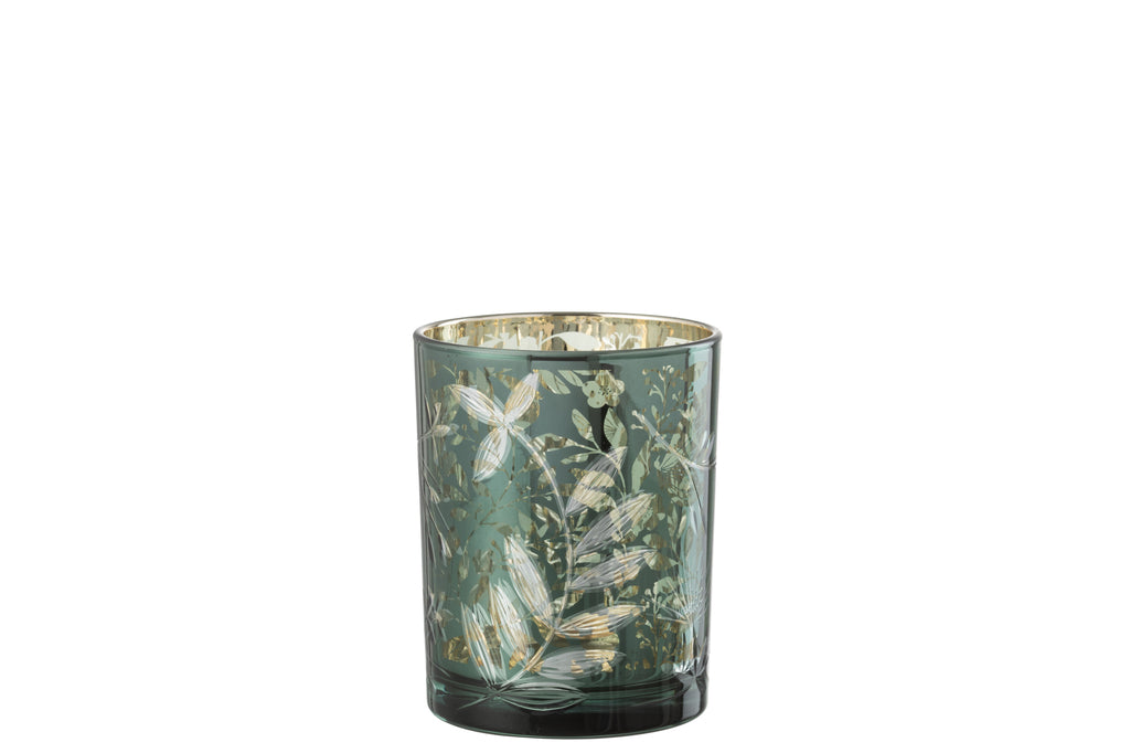 Orkaanbladeren Glas Groen/Antiek Goud Medium