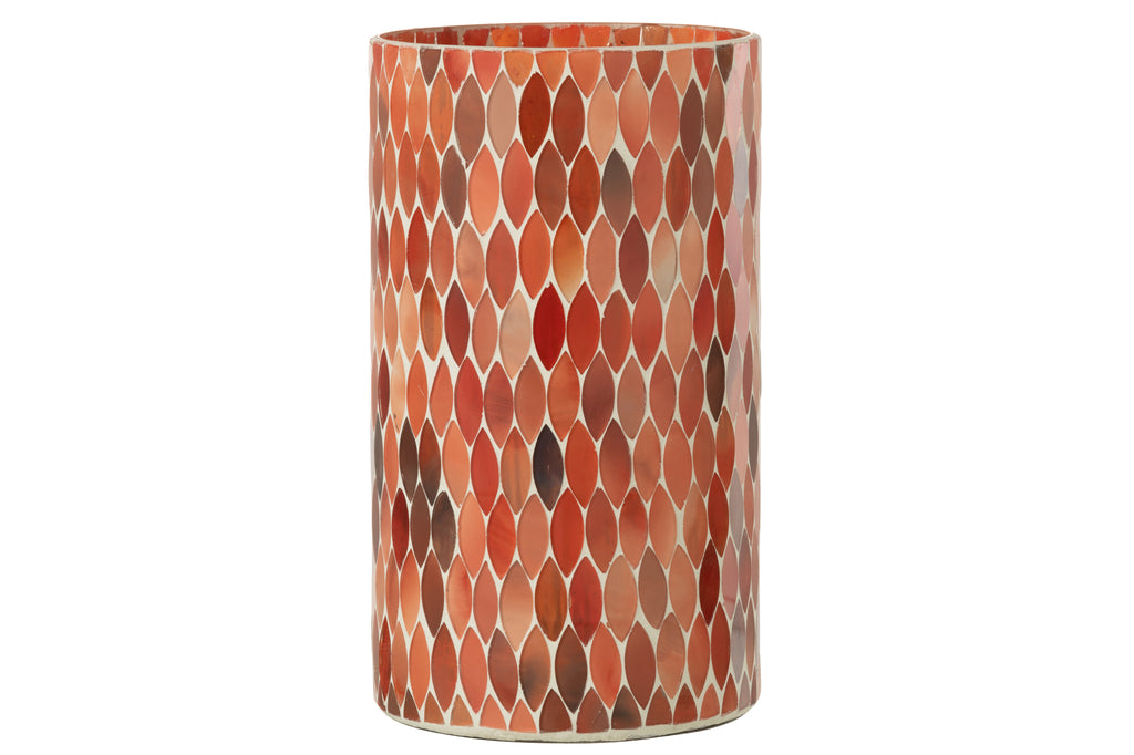 ORKAAN MOZAÏEK BLAD GLAS ROOD/ORANJE GROOT
