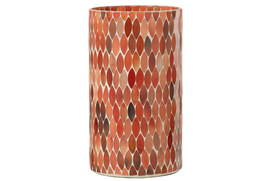 ORKAAN MOZAÏEK BLAD GLAS ROOD/ORANJE GROOT
