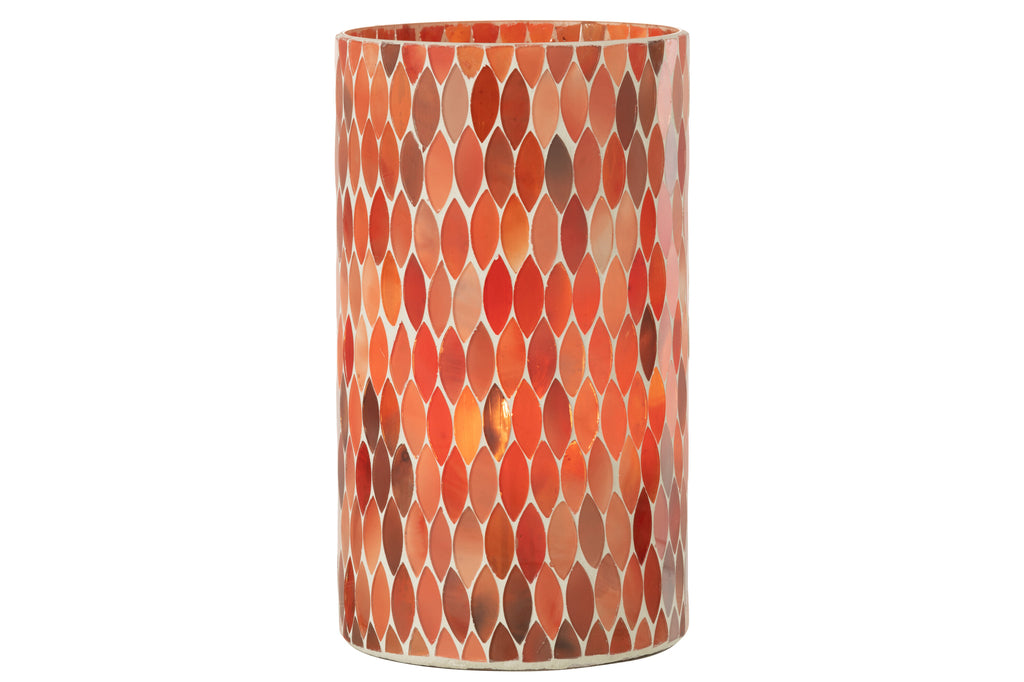 ORKAAN MOZAÏEK BLAD GLAS ROOD/ORANJE GROOT