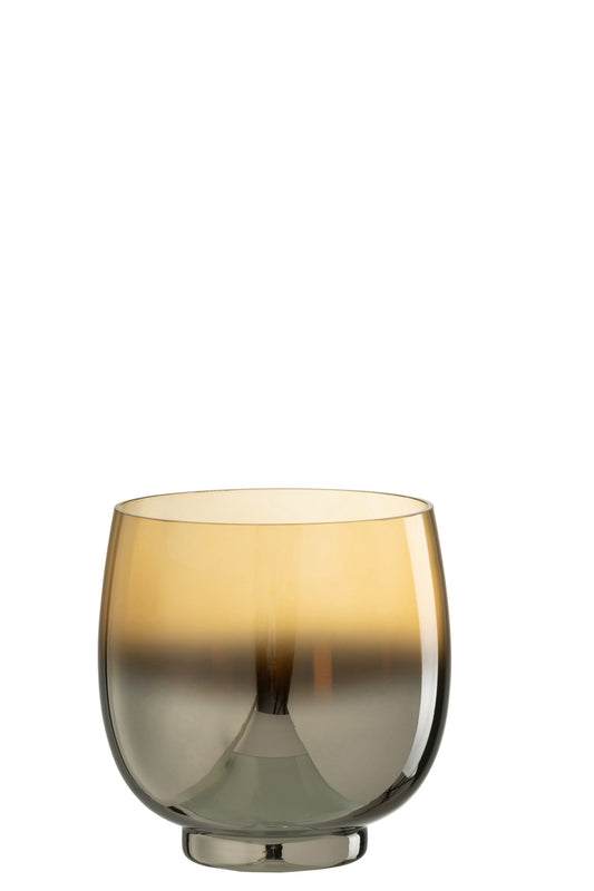 Orkaan Rond Glas Rook Geel/Zilver Medium