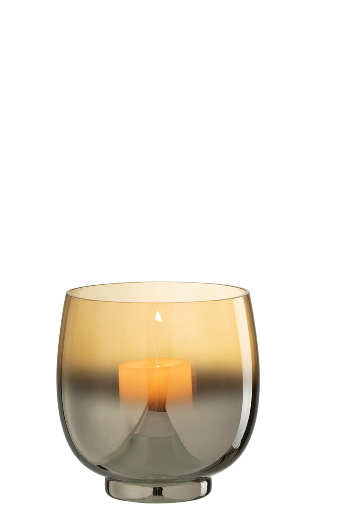 Orkaan Rond Glas Rook Geel/Zilver Medium