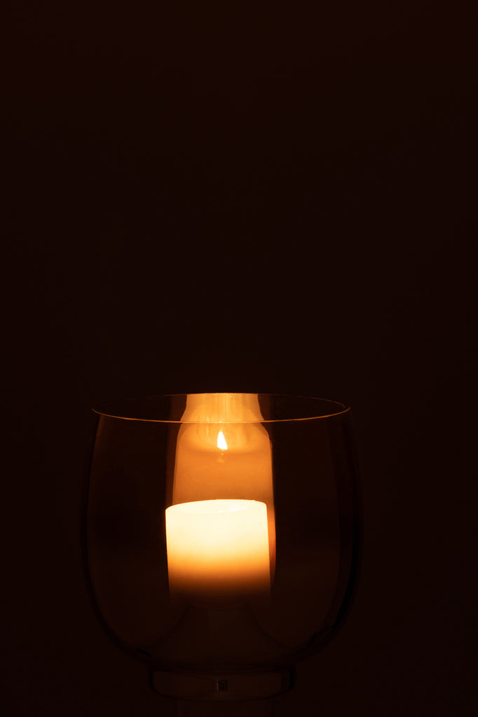 Orkaan Rond Glas Rook Geel/Zilver Medium