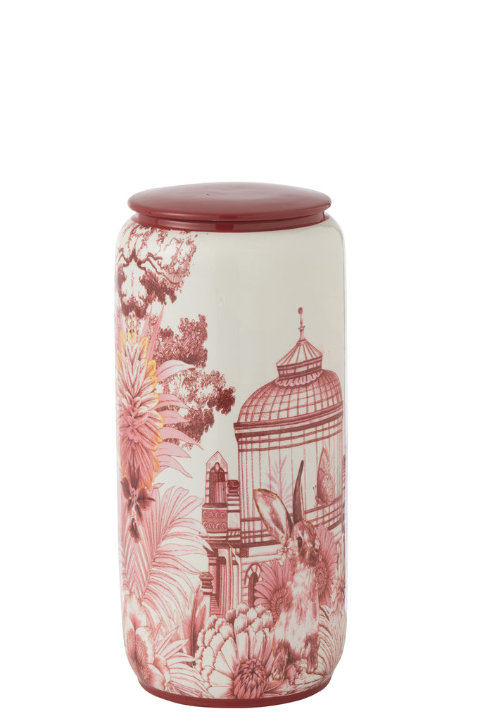 Pot Moriko Rond Porselein Rood/Wit Groot