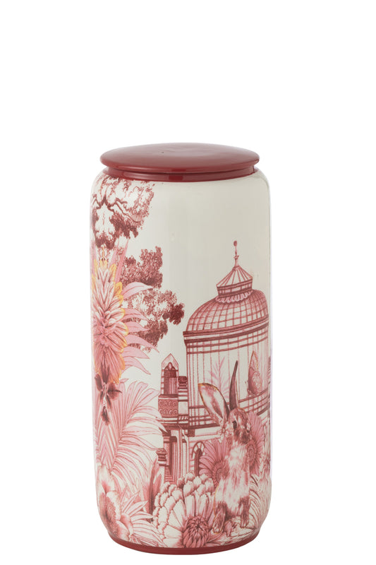 Pot Moriko Rond Porselein Rood/Wit Groot